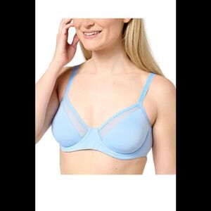 All Worthy Unlined Underwire with Mesh Neckline Bra Vista Blue -